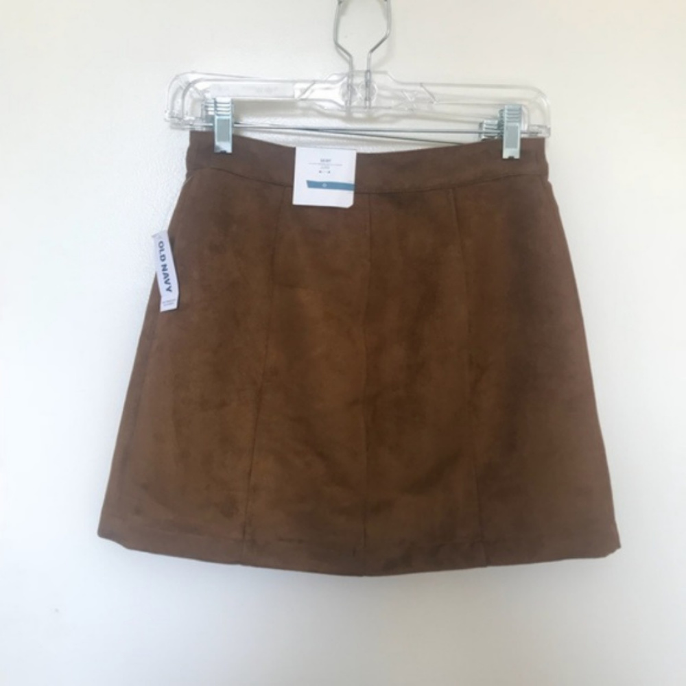 NWT Old Navy Button Down Tan / Suede Skirt Sz 0 - Picture 2 of 4